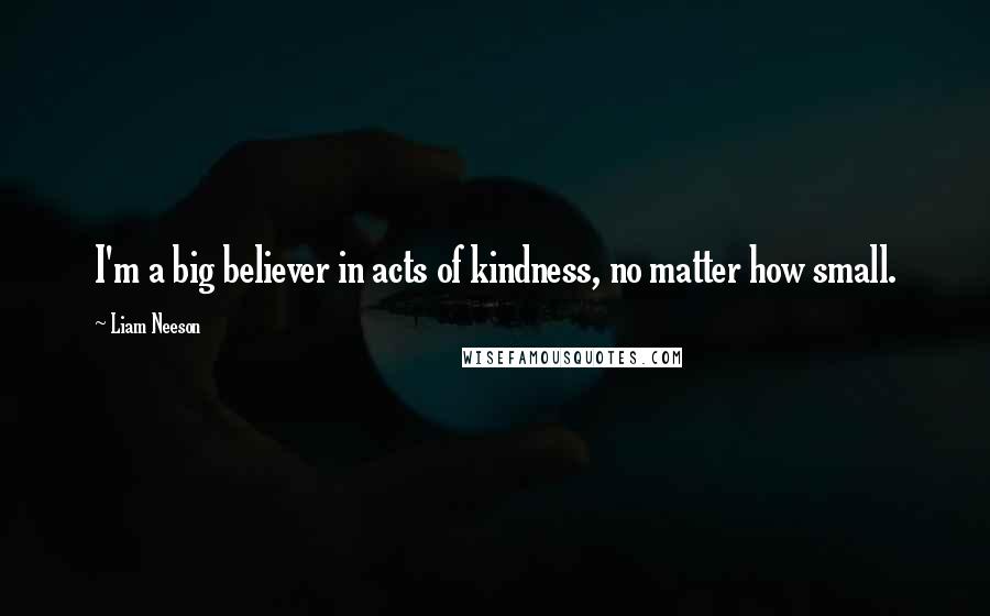 Liam Neeson Quotes: I'm a big believer in acts of kindness, no matter how small.