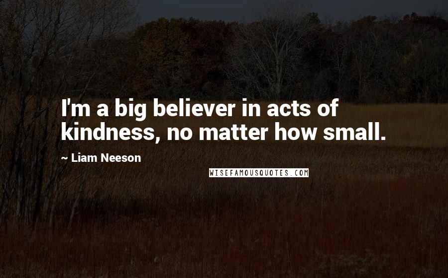 Liam Neeson Quotes: I'm a big believer in acts of kindness, no matter how small.