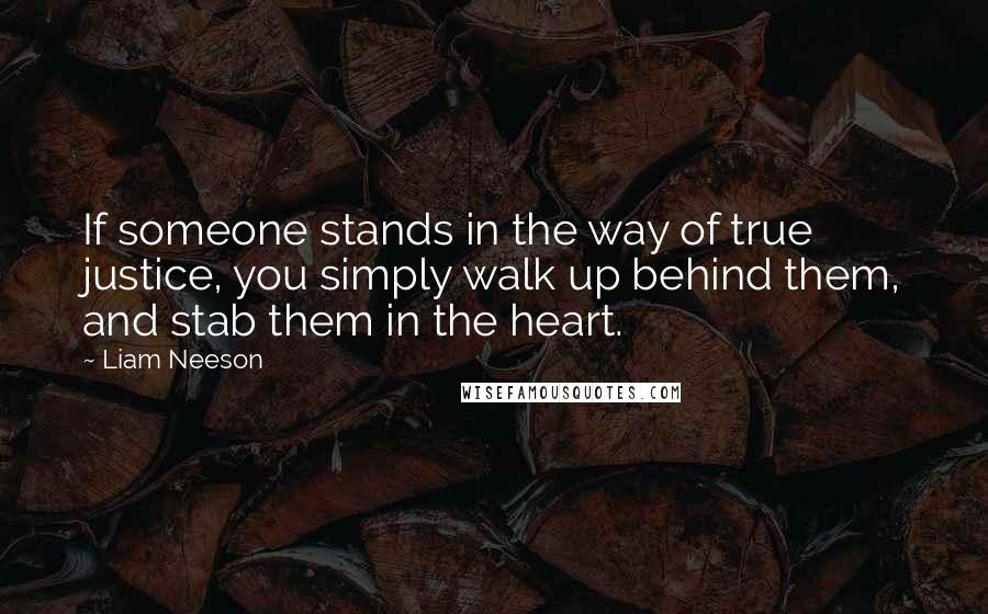 Liam Neeson Quotes: If someone stands in the way of true justice, you simply walk up behind them, and stab them in the heart.