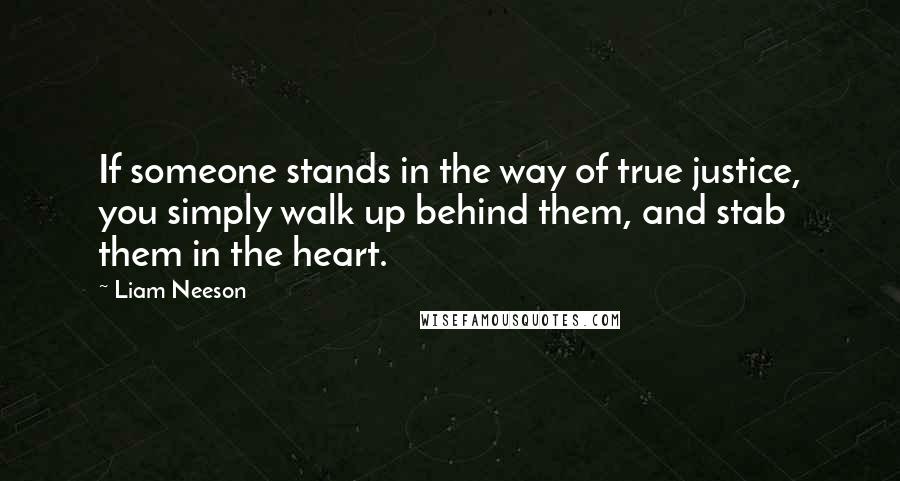 Liam Neeson Quotes: If someone stands in the way of true justice, you simply walk up behind them, and stab them in the heart.