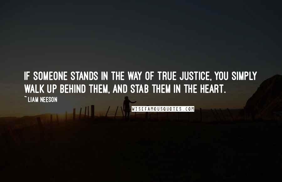 Liam Neeson Quotes: If someone stands in the way of true justice, you simply walk up behind them, and stab them in the heart.