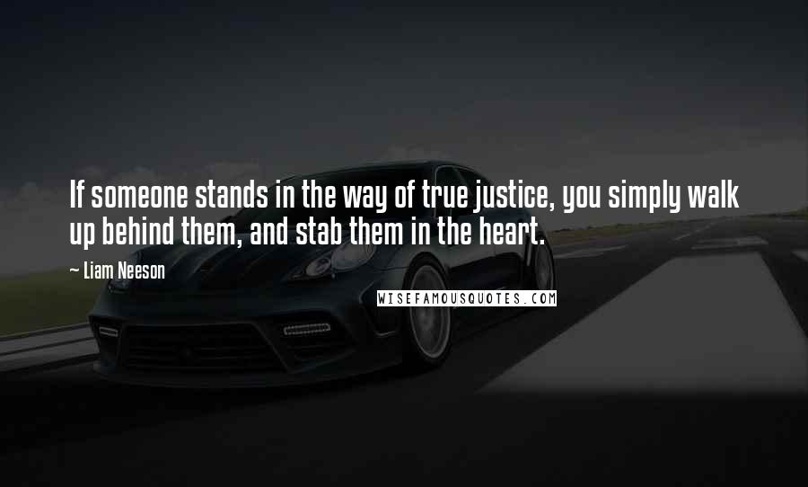 Liam Neeson Quotes: If someone stands in the way of true justice, you simply walk up behind them, and stab them in the heart.