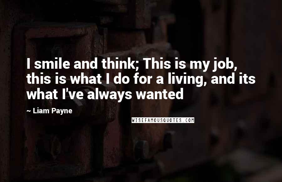 Liam Payne Quotes: I smile and think; This is my job, this is what I do for a living, and its what I've always wanted