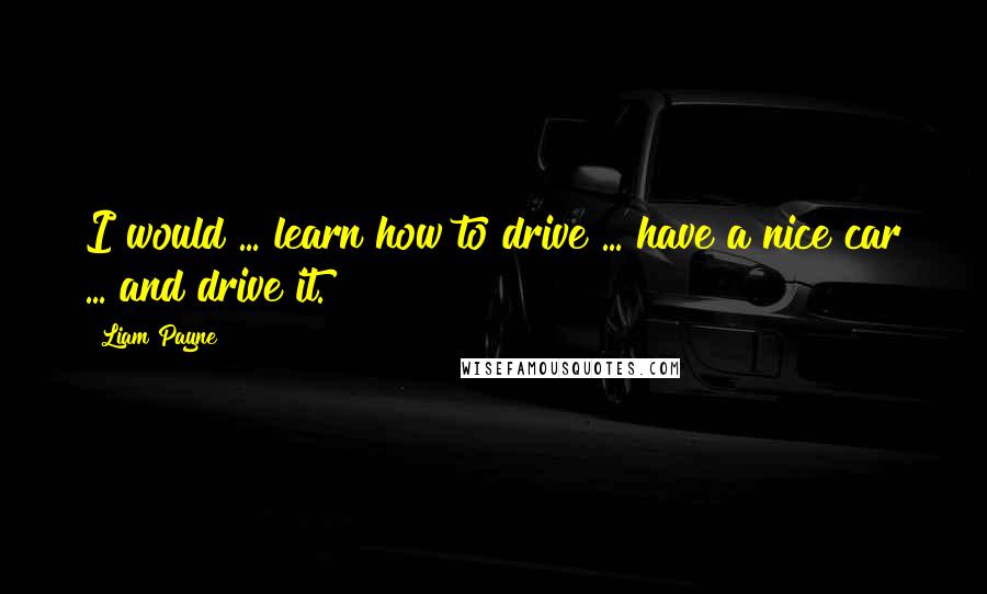 Liam Payne Quotes: I would ... learn how to drive ... have a nice car ... and drive it.