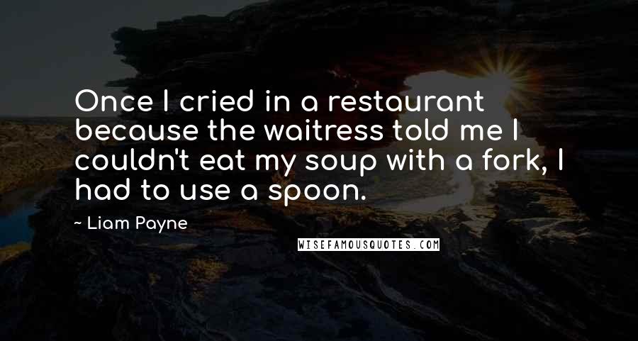 Liam Payne Quotes: Once I cried in a restaurant because the waitress told me I couldn't eat my soup with a fork, I had to use a spoon.