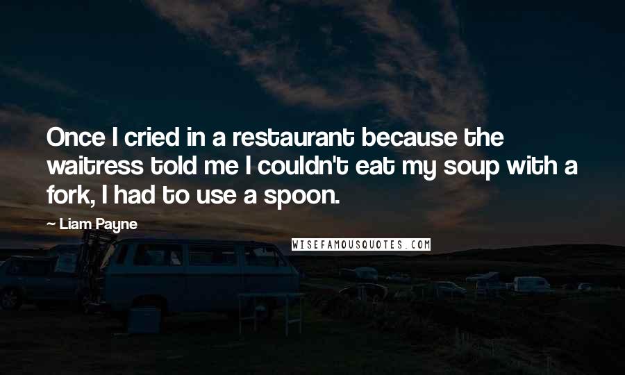 Liam Payne Quotes: Once I cried in a restaurant because the waitress told me I couldn't eat my soup with a fork, I had to use a spoon.