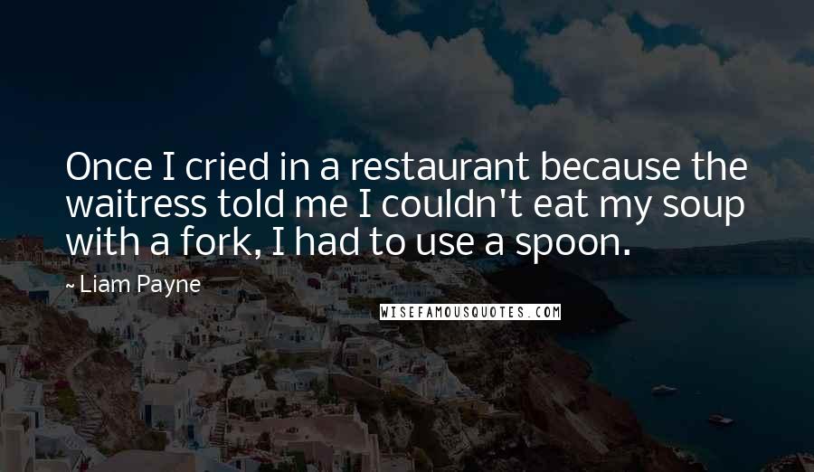 Liam Payne Quotes: Once I cried in a restaurant because the waitress told me I couldn't eat my soup with a fork, I had to use a spoon.