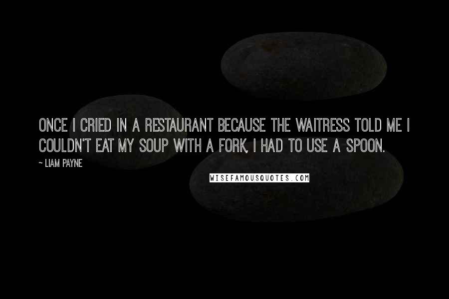 Liam Payne Quotes: Once I cried in a restaurant because the waitress told me I couldn't eat my soup with a fork, I had to use a spoon.