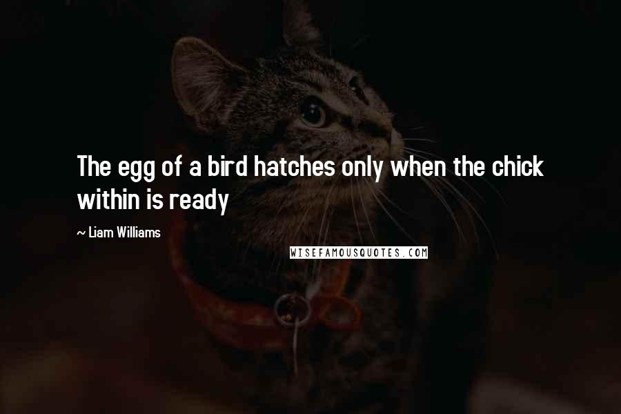 Liam Williams Quotes: The egg of a bird hatches only when the chick within is ready