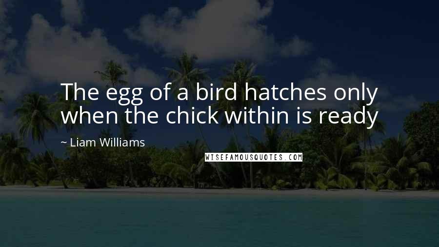 Liam Williams Quotes: The egg of a bird hatches only when the chick within is ready