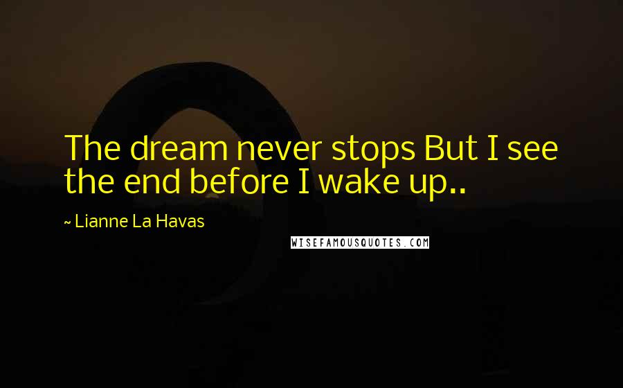 Lianne La Havas Quotes: The dream never stops But I see the end before I wake up..