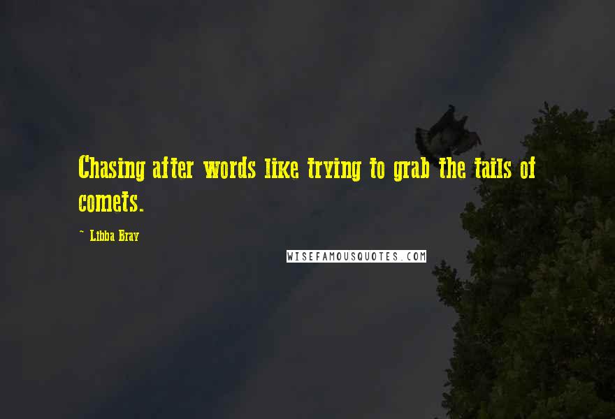 Libba Bray Quotes: Chasing after words like trying to grab the tails of comets.
