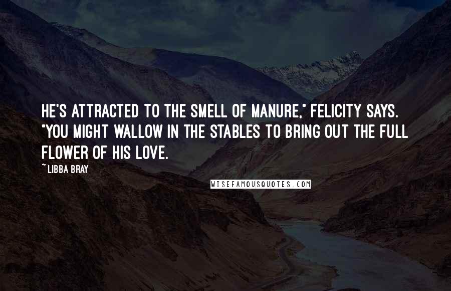 Libba Bray Quotes: He's attracted to the smell of manure," Felicity says. "You might wallow in the stables to bring out the full flower of his love.