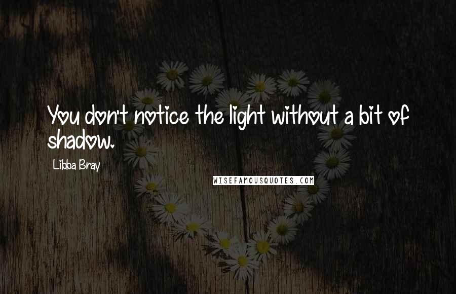 Libba Bray Quotes: You don't notice the light without a bit of shadow.