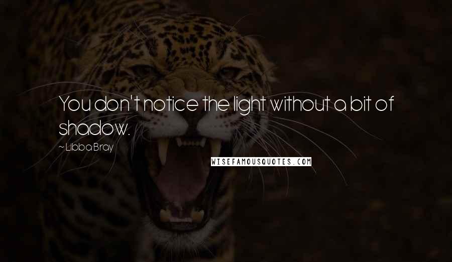 Libba Bray Quotes: You don't notice the light without a bit of shadow.