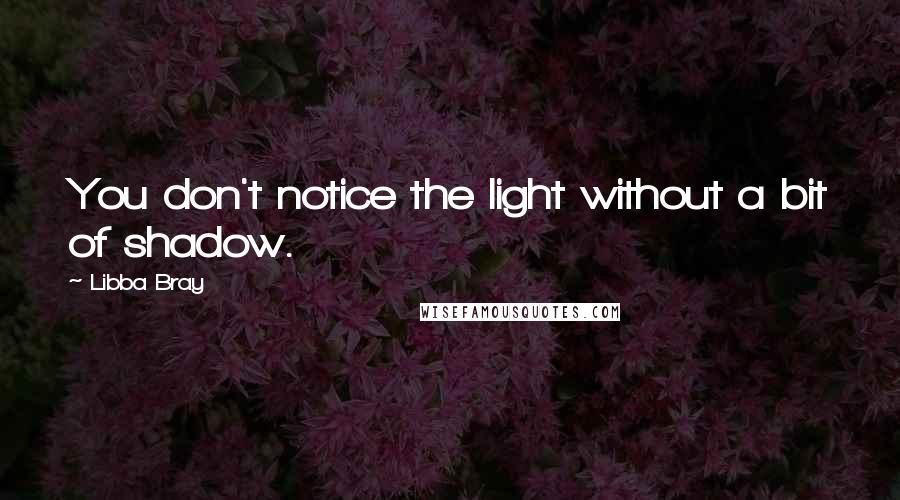 Libba Bray Quotes: You don't notice the light without a bit of shadow.