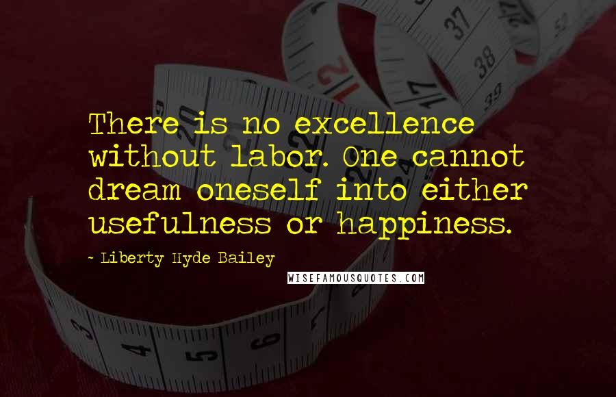 Liberty Hyde Bailey Quotes: There is no excellence without labor. One cannot dream oneself into either usefulness or happiness.