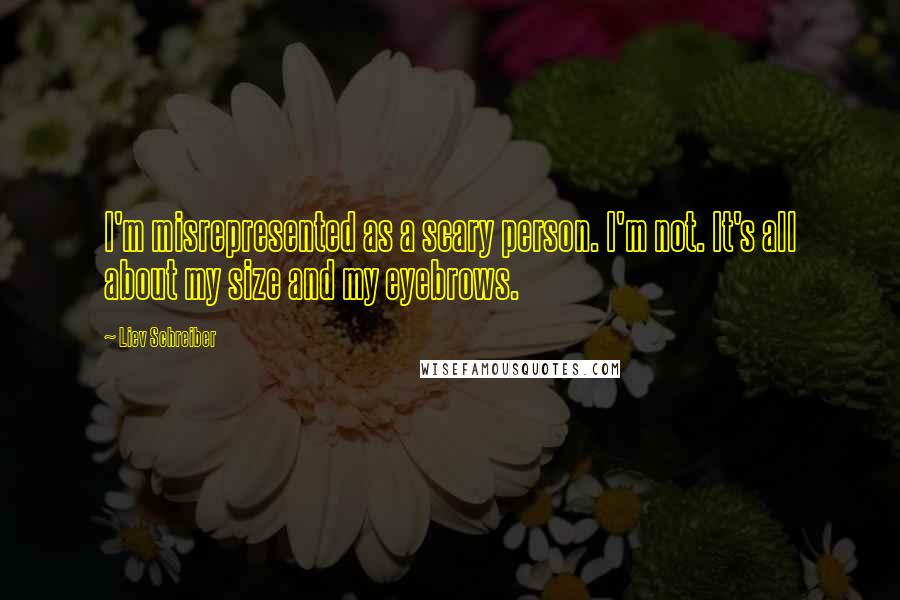 Liev Schreiber Quotes: I'm misrepresented as a scary person. I'm not. It's all about my size and my eyebrows.