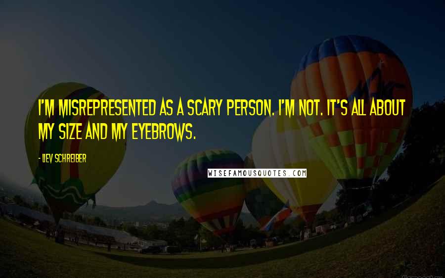 Liev Schreiber Quotes: I'm misrepresented as a scary person. I'm not. It's all about my size and my eyebrows.