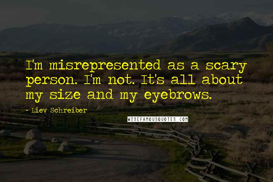 Liev Schreiber Quotes: I'm misrepresented as a scary person. I'm not. It's all about my size and my eyebrows.