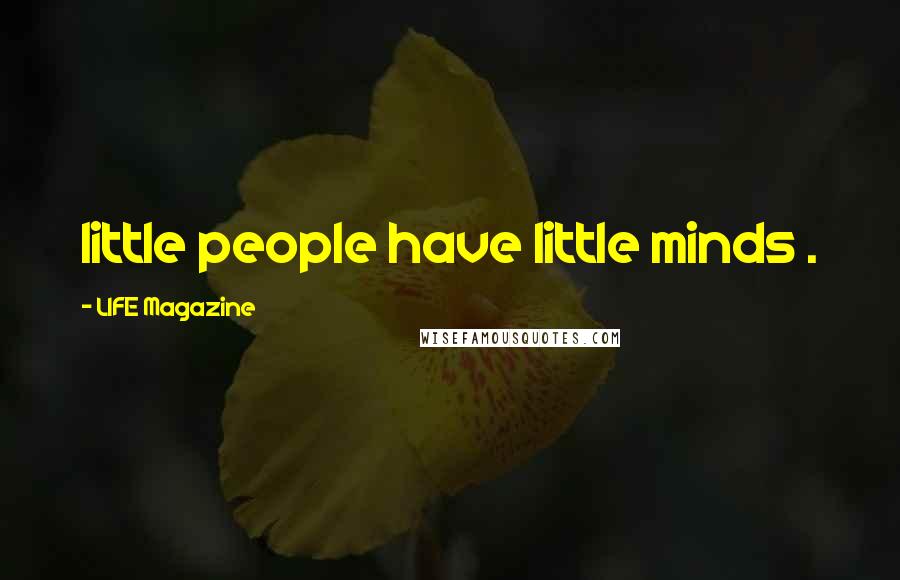LIFE Magazine Quotes: little people have little minds .
