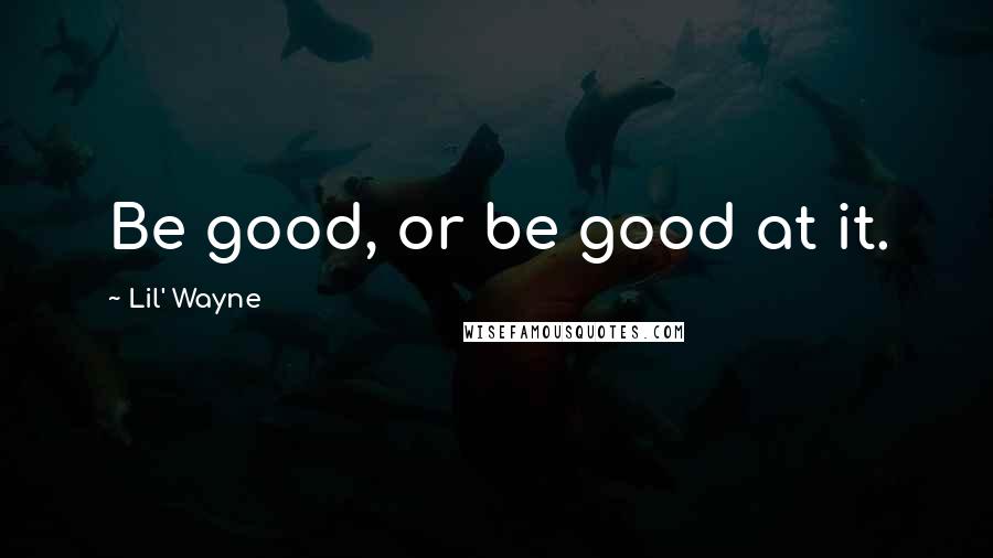 Lil' Wayne Quotes: Be good, or be good at it.