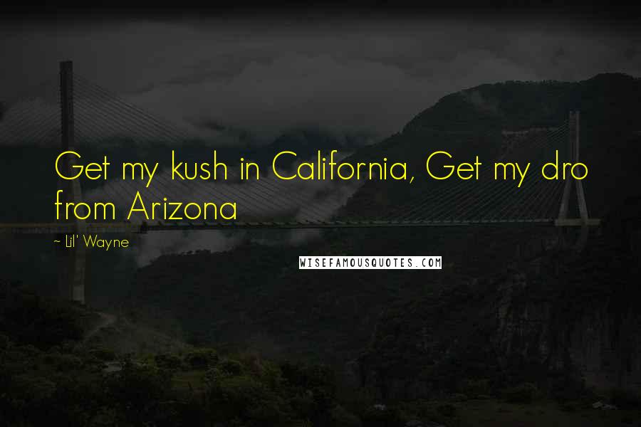 Lil' Wayne Quotes: Get my kush in California, Get my dro from Arizona