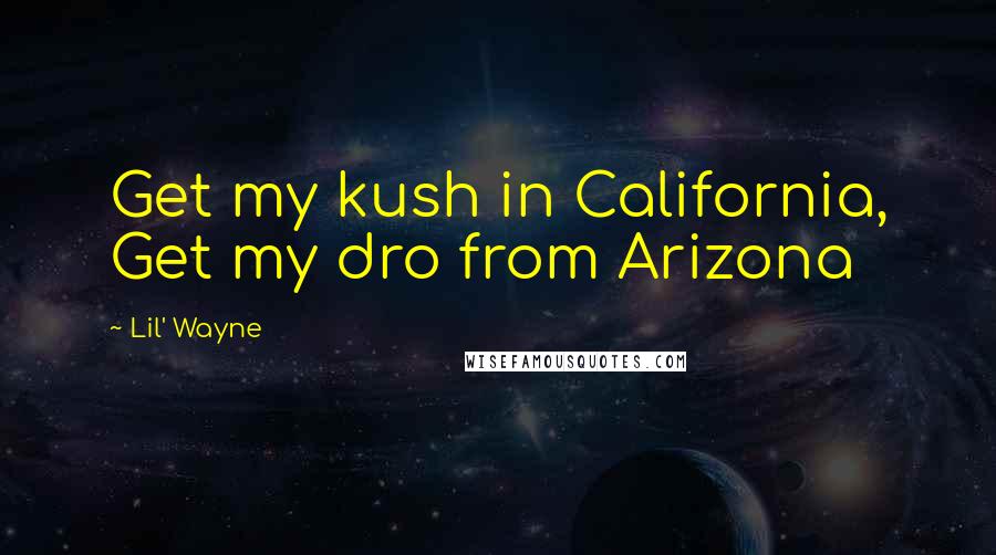 Lil' Wayne Quotes: Get my kush in California, Get my dro from Arizona