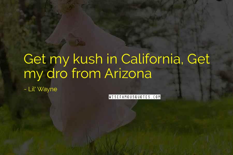 Lil' Wayne Quotes: Get my kush in California, Get my dro from Arizona