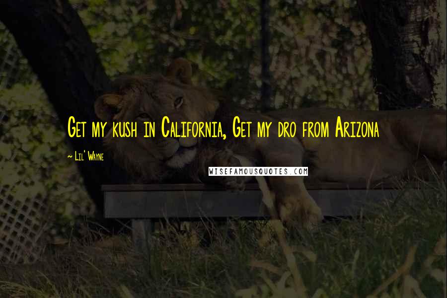 Lil' Wayne Quotes: Get my kush in California, Get my dro from Arizona