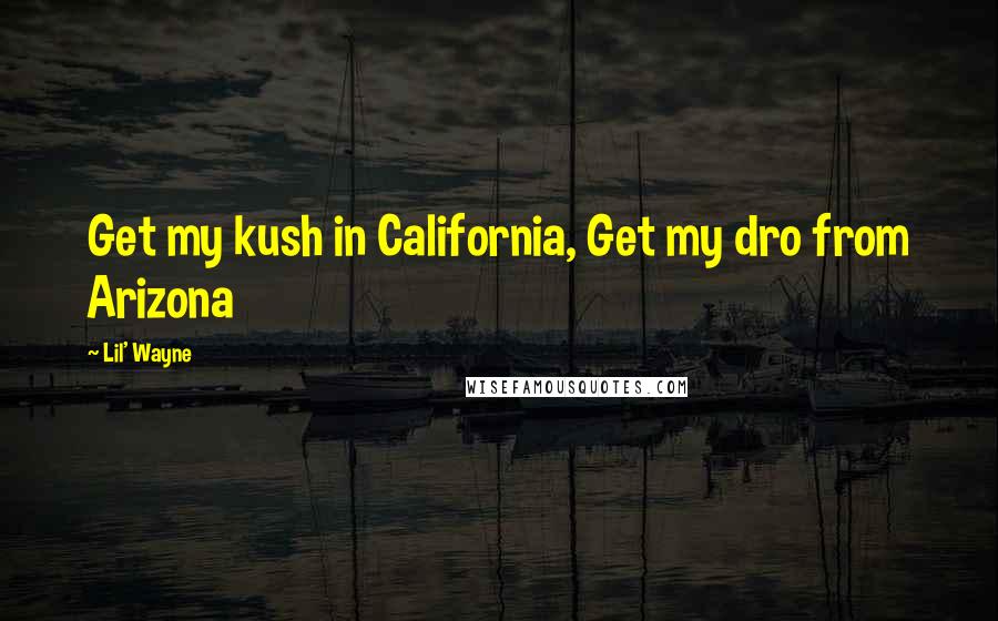 Lil' Wayne Quotes: Get my kush in California, Get my dro from Arizona