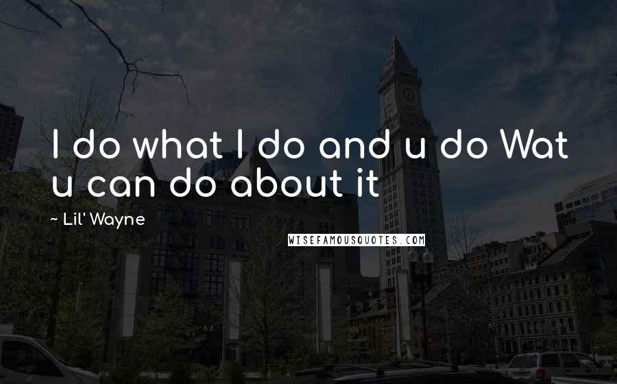 Lil' Wayne Quotes: I do what I do and u do Wat u can do about it