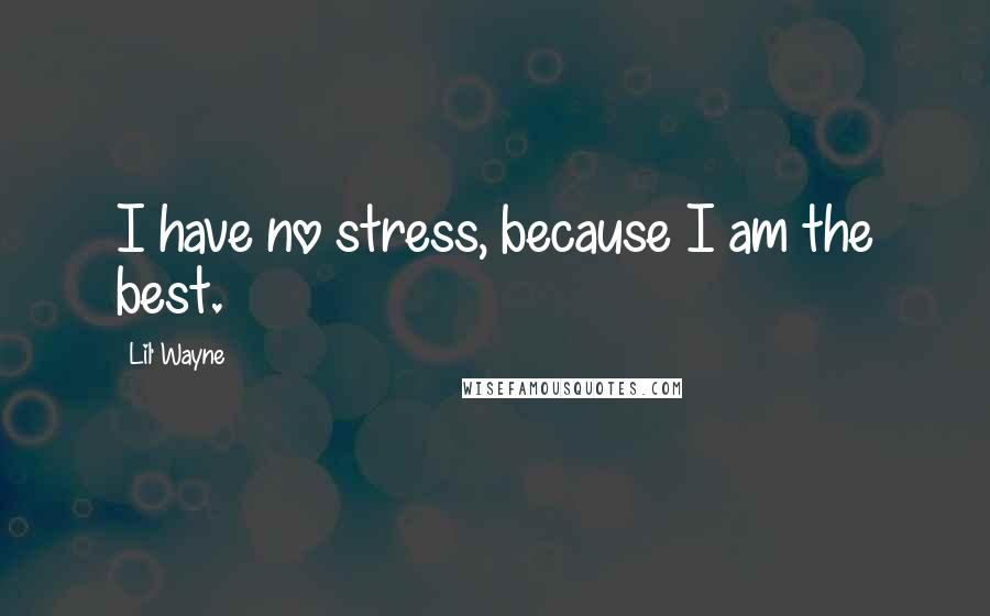 Lil' Wayne Quotes: I have no stress, because I am the best.