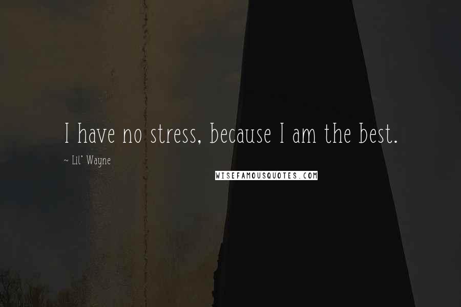 Lil' Wayne Quotes: I have no stress, because I am the best.