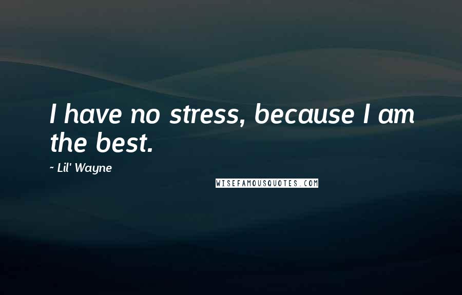 Lil' Wayne Quotes: I have no stress, because I am the best.