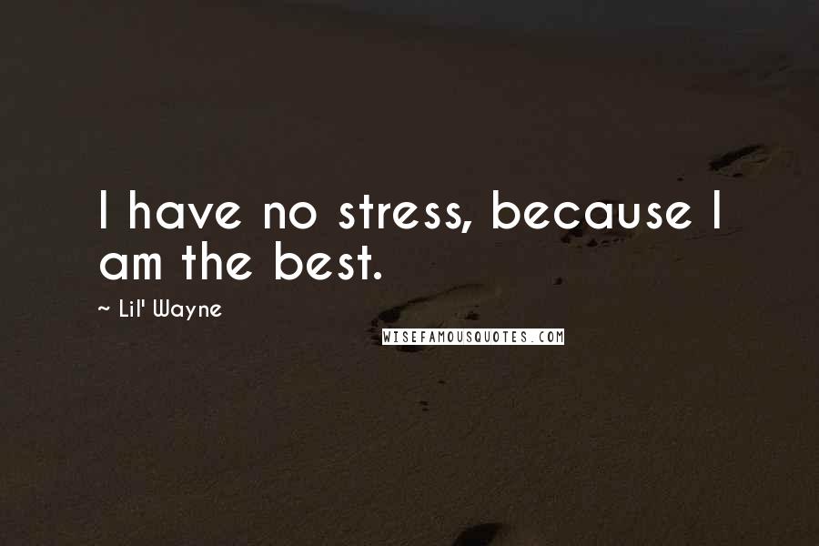 Lil' Wayne Quotes: I have no stress, because I am the best.