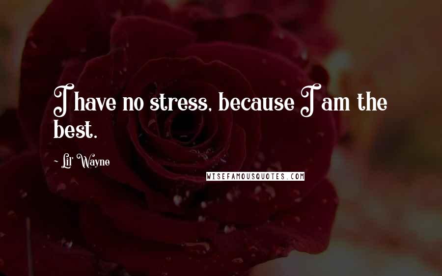 Lil' Wayne Quotes: I have no stress, because I am the best.