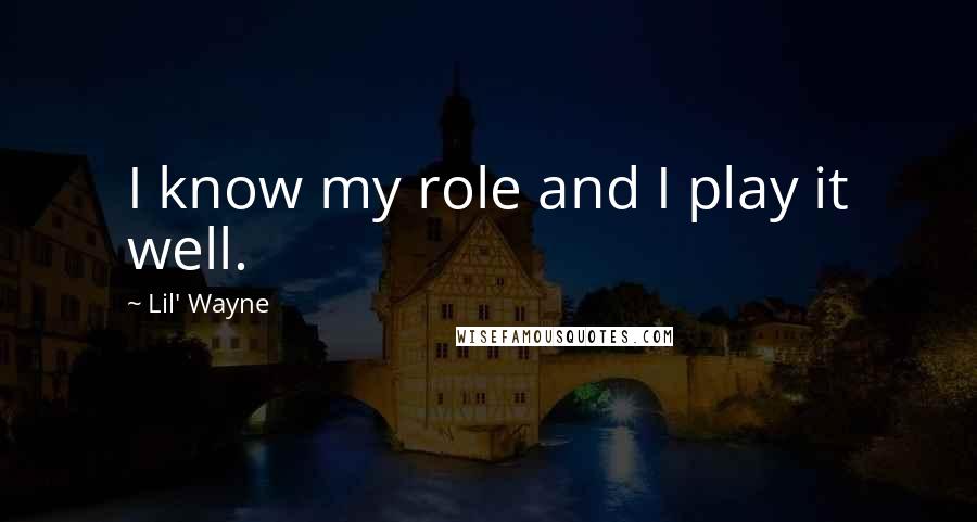 Lil' Wayne Quotes: I know my role and I play it well.
