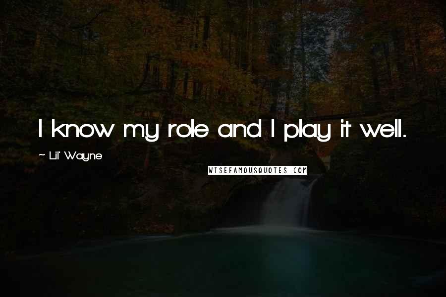 Lil' Wayne Quotes: I know my role and I play it well.