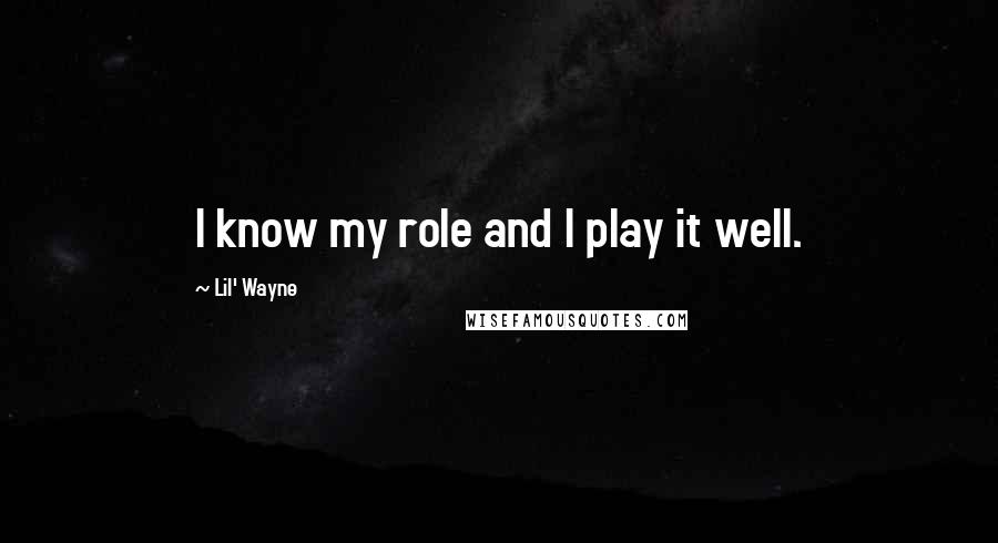 Lil' Wayne Quotes: I know my role and I play it well.