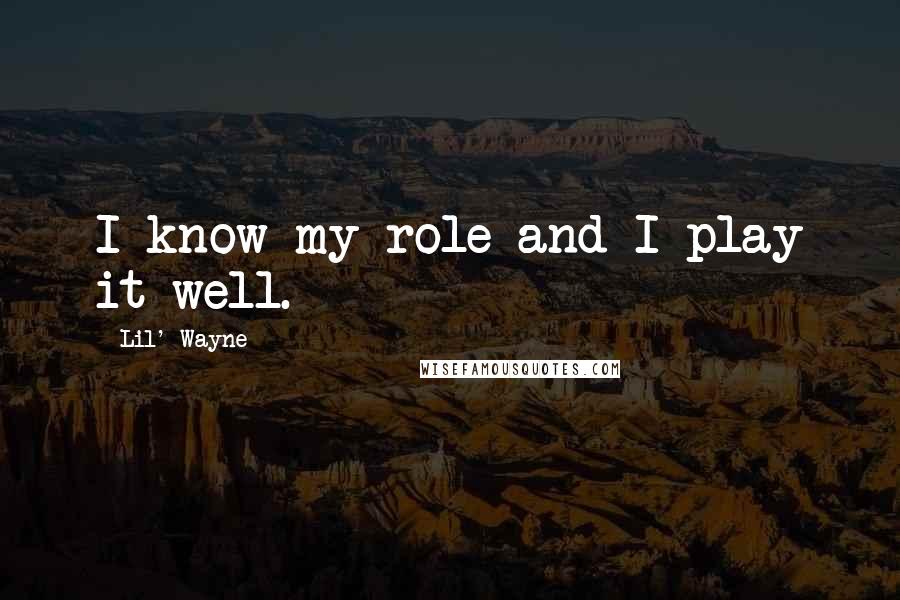 Lil' Wayne Quotes: I know my role and I play it well.