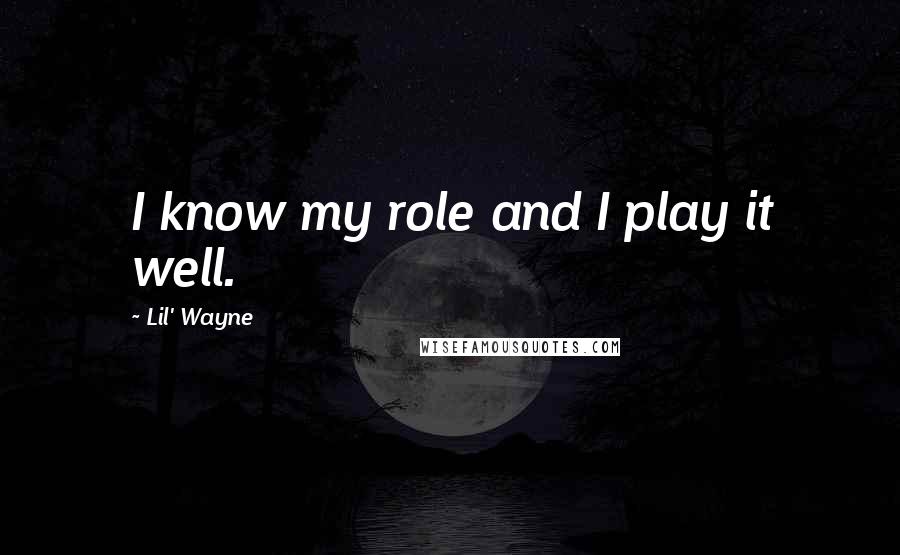 Lil' Wayne Quotes: I know my role and I play it well.