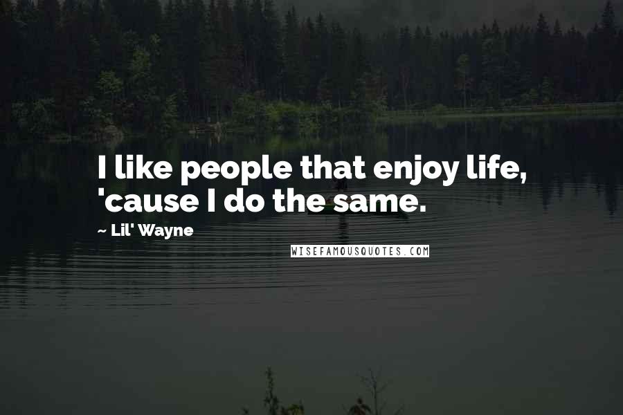 Lil' Wayne Quotes: I like people that enjoy life, 'cause I do the same.