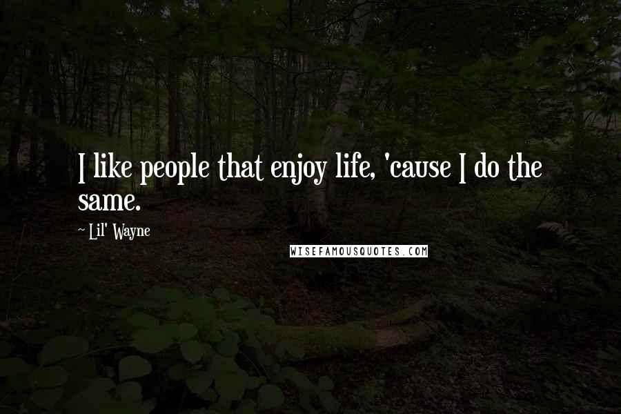 Lil' Wayne Quotes: I like people that enjoy life, 'cause I do the same.