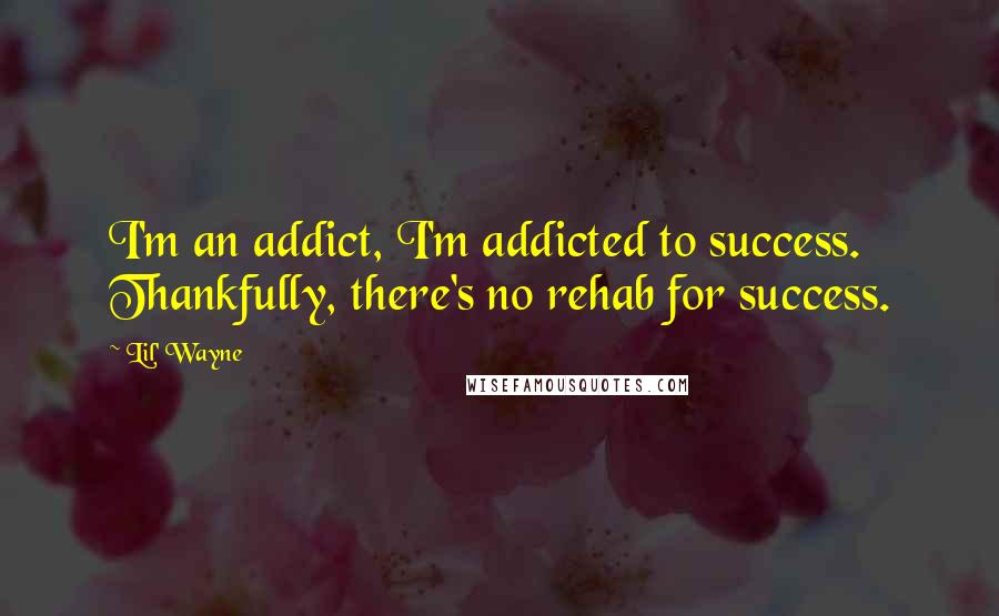 Lil' Wayne Quotes: I'm an addict, I'm addicted to success. Thankfully, there's no rehab for success.