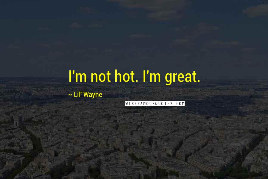 Lil' Wayne Quotes: I'm not hot. I'm great.