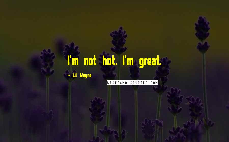 Lil' Wayne Quotes: I'm not hot. I'm great.