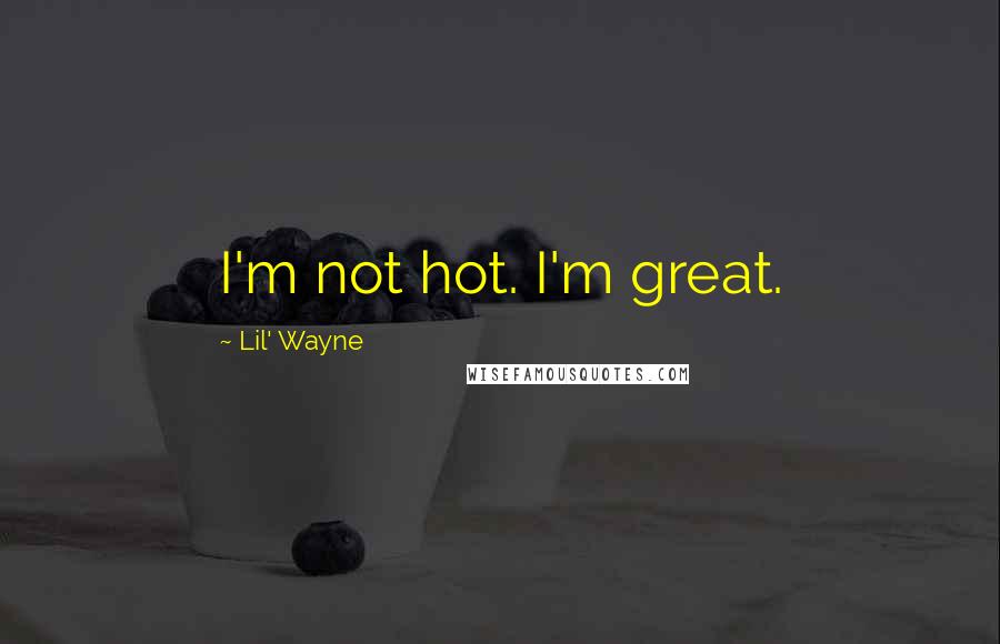 Lil' Wayne Quotes: I'm not hot. I'm great.