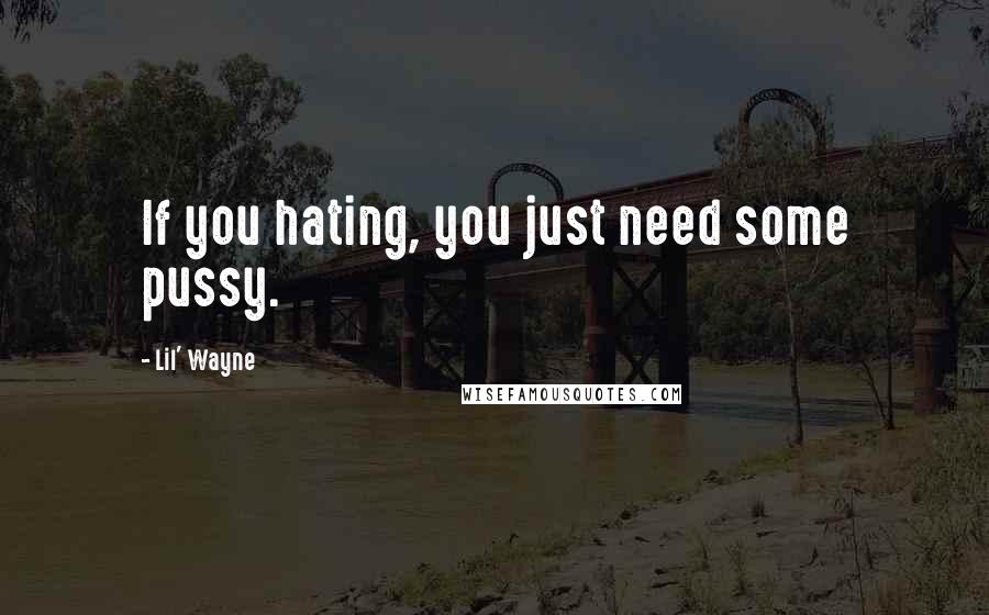 Lil' Wayne Quotes: If you hating, you just need some pussy.