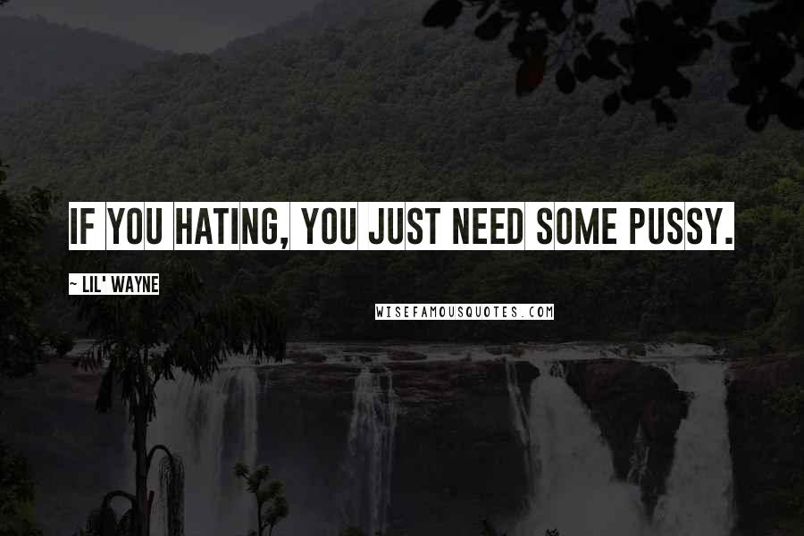 Lil' Wayne Quotes: If you hating, you just need some pussy.